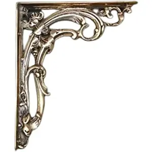 Castelion Single Medium Brass Victorian Scroll Leaf Shelf Bracket