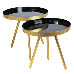 Chaney Side Table with Tray Black