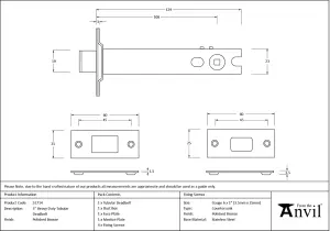 From The Anvil Polished Bronze 5" Heavy Duty Tubular Deadbolt