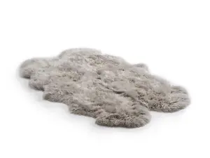 Uk Homeliving Light Grey 4 Piece Longwool Genuine Sheepskin Rug