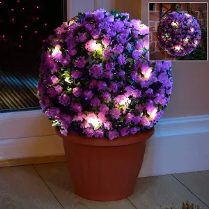 Purple 28cm Topiary Garden Ball Sphere 20 Led Lights - Dual Function Static & Flashing - Solar Powered - 28 cm