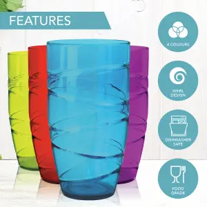 HEFTMAN Coloured Swirl Acrylic Tumblers - Set Of 4