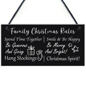 Funny Family Christmas Rules Sign Christmas Decoration Home Decor Family Gift