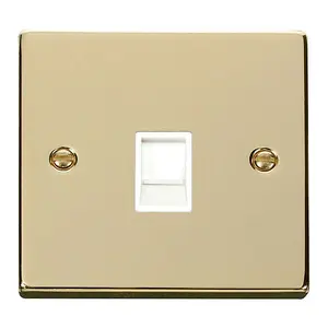 Polished Brass Rj11 Socket - White Trim - SE Home