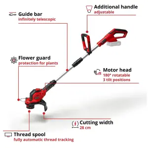 Einhell 28cm Power X-Change Cordless Strimmer 18V Grass Trimmer & Lawn Edger GE-CT 18/28 Li Solo - Body Only