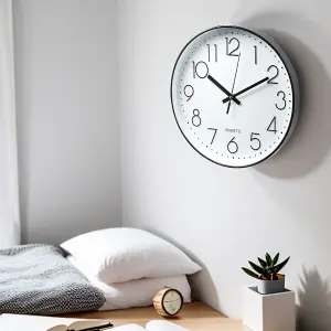 12 Inch Minimalist Wall Clock with Arabic Numerals White