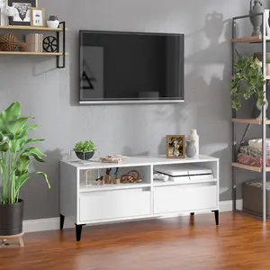 Berkfield TV Cabinet High Gloss White 100x34.5x44.5 cm Engineered Wood