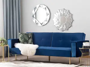 Sofa Bed VISNES Navy Blue Velvet