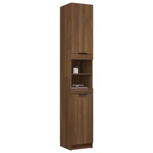 Berkfield Bathroom Cabinet Brown Oak 32x34x188.5 cm Engineered Wood