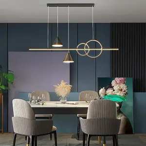 Modern Minimalist Pendant Light Metallic Black Linear LED Pendant Lighting Contemporary Ceiling Chandelier