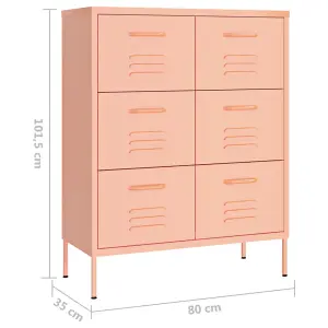 Berkfield Drawer Cabinet Pink 80x35x101.5 cm Steel