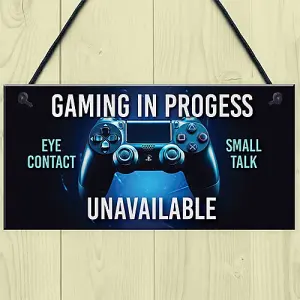 Red Ocean Funny Gaming In Progress Boys Bedroom Sign - Gamer Gift Gaming Sign For Boys Bedroom - Birthday Christmas Gift