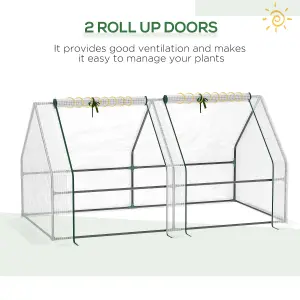 Outsunny Mini Small Greenhouse with Steel Frame & PE Cover & Window, White