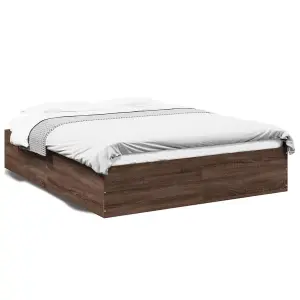 Berkfield Bed Frame without Mattress Brown Oak 150x200 cm King Size