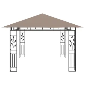 Berkfield Gazebo with Mosquito Net&LED String Lights 4x3x2.73 m Taupe