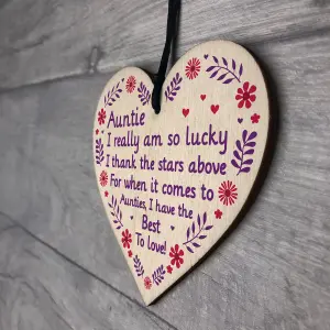 Special Auntie Gift From Niece Nephew Birthday Mothers Day Gift Wood Heart Keepsake