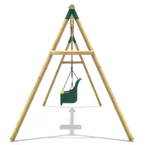 Rebo Wooden Garden Swing Set with Trapeze Bar - Galaxy Green