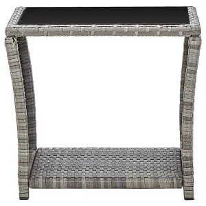 Berkfield Coffee Table Grey 45x45x40 cm Poly Rattan and Glass