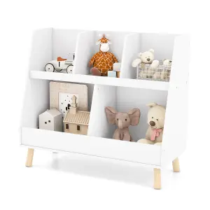 Costway 5-Cube Kids Bookshelf and Toy Organizer Wooden Storage Bookcase w/ Wood Legs