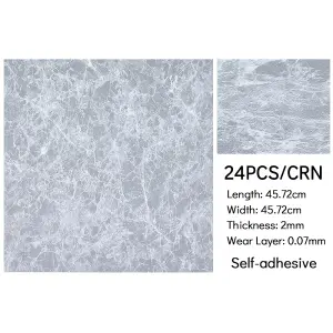 24pcs Self Adhesive PVC Floor Tiles Waterproof Square 3D Marble Effect Vinyl Floor Covering 5m²