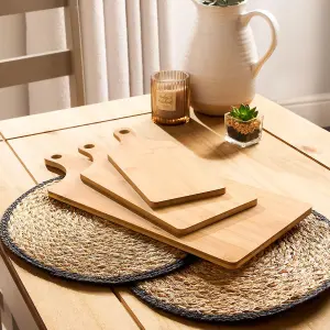 Wooden Chopping Board Set Natural Bamboo Kitchen Food Cutting & Serving Boards