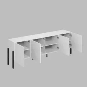 Sleek Yukon 25 TV Cabinet 2040mm in White - Contemporary Media Unit H700mm D400mm