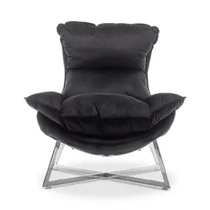 Velvet Black Pierina Accent Chair