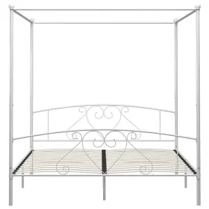 Berkfield Canopy Bed Frame White Metal 200x200 cm