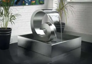 Primrose Atlantis Stainless Steel Cascade Water Feature with Lights 65cm