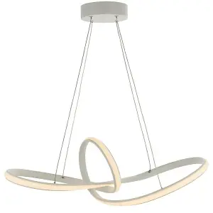 LED Ceiling Pendant Light 31W Warm White Matt White Infinity Loop Feature Lamp