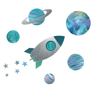 Rocket, Planets and Stars Wall Sticker Pack