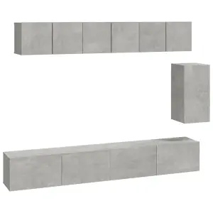 Berkfield 6 Piece TV Cabinet Set Concrete Grey Engineered Wood