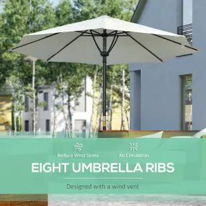 Outsunny Outdoor Market Table 3(m) Parasol Umbrella Sun Shade with 8 Ribs, Cream