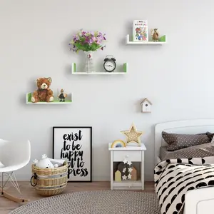 Byun 3 Piece Floating Shelf Set White/Green