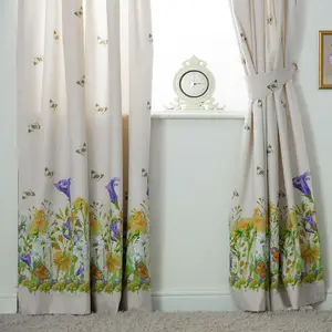 Belledorm Bluebell Meadow Lined Curtains Ivory (168 x 183cm)