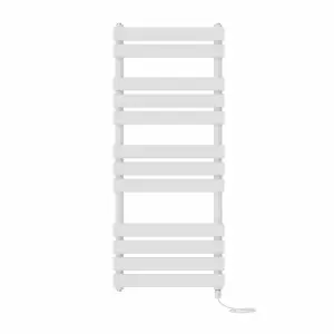 Rinse Bathrooms Electric Flat Panel Heated Towel Rail White Bathroom Ladder Radiator Warmer 1200x600mm 600W