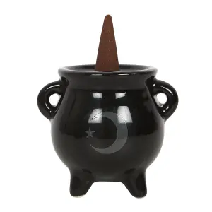 Something Different Mystical Moon Ceramic Cauldron Incense Holder Black (One Size)