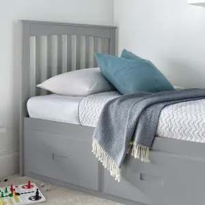 Quest Grey Wooden 3 Drawer Bed And Spring Mattress