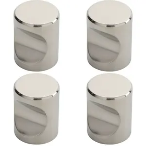 4x Cylindrical Cupboard Door Knob 30mm Diameter Polished Stainless Steel Handle