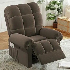 Power Recliner Chair, Electric Adjustable Teddy Fleece Sofa with USB Port