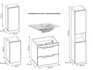 Bathroom Furniture Set Vanity Sink Unit Wall Cabinet Tallboy White Gloss Oak Arub