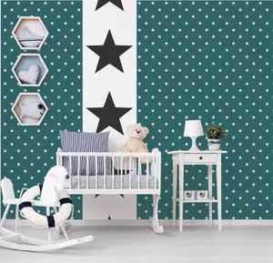 Galerie Deauville 2 Green White Deauville Star Smooth Wallpaper