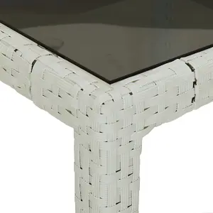 Berkfield Garden Table White 190x90x75 cm Tempered Glass and Poly Rattan