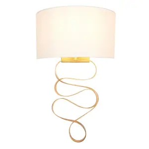 Luminosa Sanremo Wall Lamp Gold Leaf & Ivory Cotton Fabric