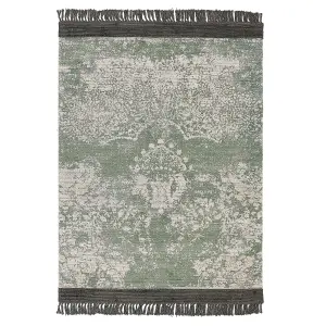 Viscose Area Rug 140 x 200 cm Green and Beige AKARSU