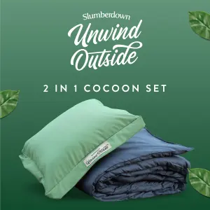 Slumberdown Unwind Outside Outdoor Heavy Duty Waterproof Cover 2 in 1 Blanket Cushion for Garden Campervan Camping 45x45cm