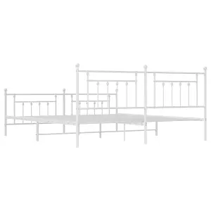 Berkfield Metal Bed Frame with Headboard and Footboard White 193x203 cm