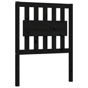 Berkfield Bed Frame with Headboard Black Small Single Solid Wood