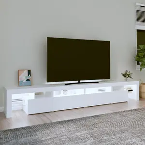 Berkfield TV Cabinet with LED Lights White 260x36.5x40 cm