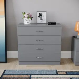 Vida Designs Riano Grey 4 Drawer Chest (H)720mm (W)750mm (D)360mm